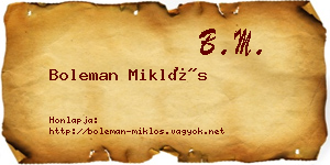 Boleman Miklós névjegykártya